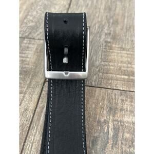 Bronzino Men's Black Genuine Leather Adjustable Buckle Belt
